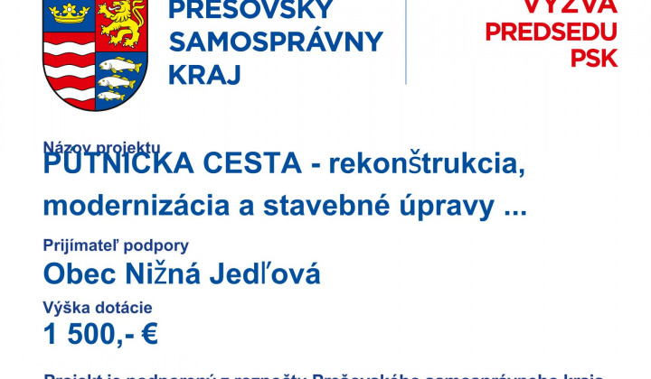 Pútnická cesta - rekonštrukcia, modernizácia a stavebné úpravy drevených krížov a ich okolia v obci Nižná Jedľová 