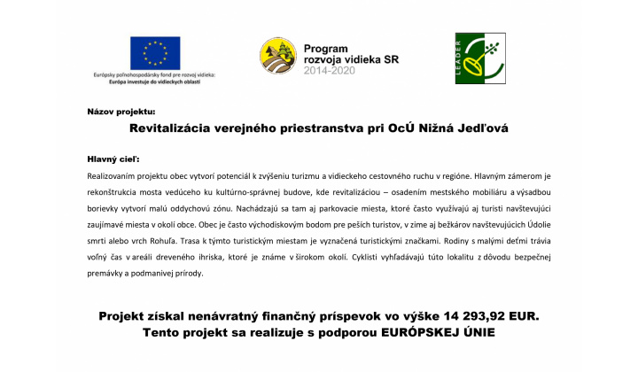 Revitalizácia verejného priestranstva pri OcÚ Nižná Jedľová